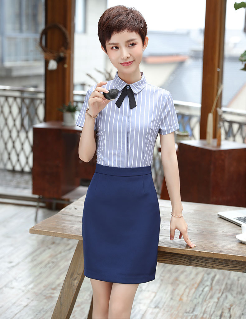 Chân Váy Đồng Phục Công Sở Trên Gối Thun Hai Bên Hông Chuyên Nghiệp UNF179 Xanh Dương