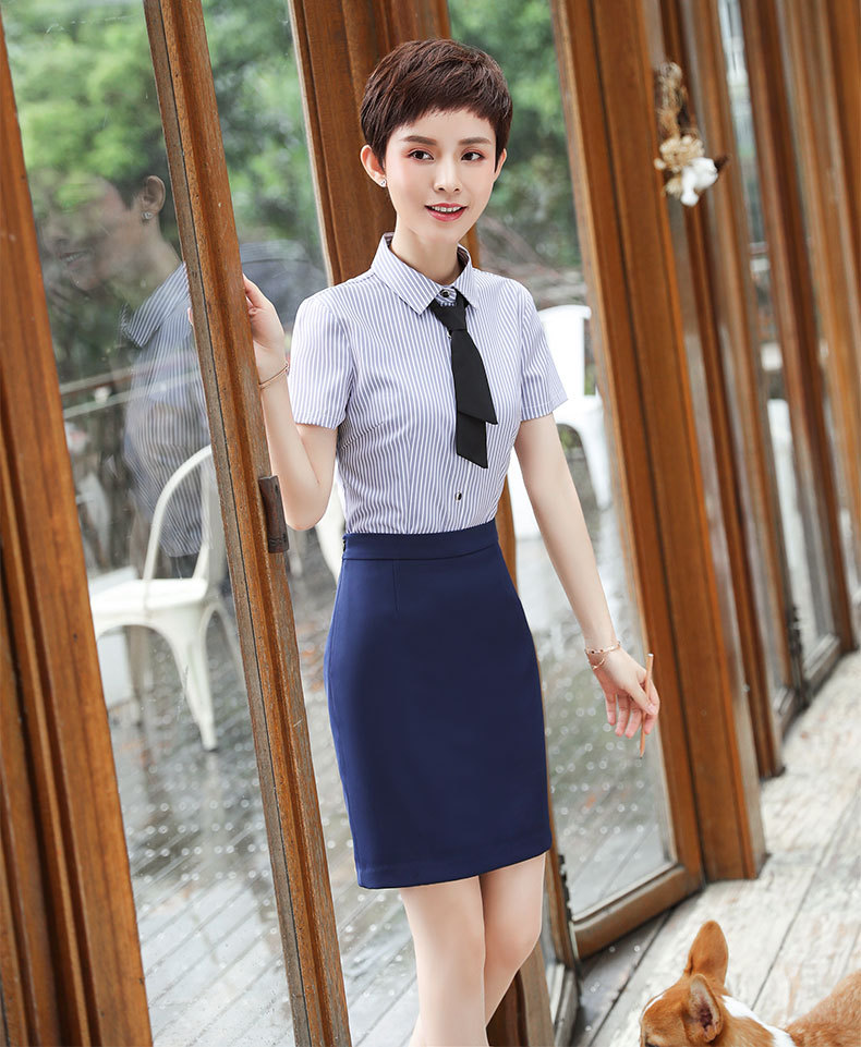Chân Váy Đồng Phục Công Sở Trên Gối Thun Hai Bên Hông Chuyên Nghiệp UNF179 Xanh Dương
