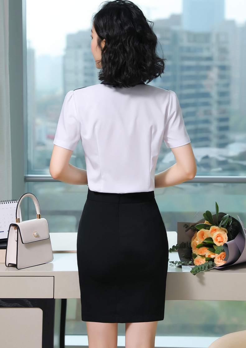 Chân Váy Đồng Phục Công Sở Trên Gối Thun Hai Bên Hông Chuyên Nghiệp UNF179 Xanh Dương