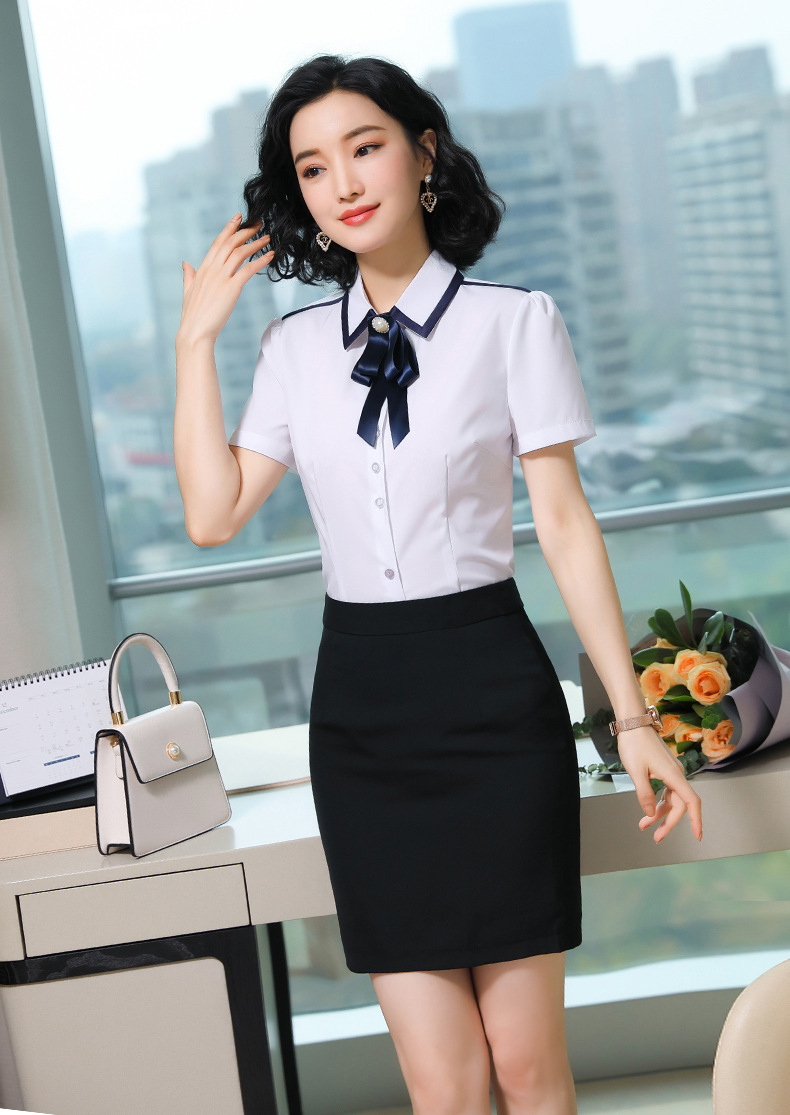 Chân Váy Đồng Phục Công Sở Trên Gối Thun Hai Bên Hông Chuyên Nghiệp UNF179 Xanh Dương