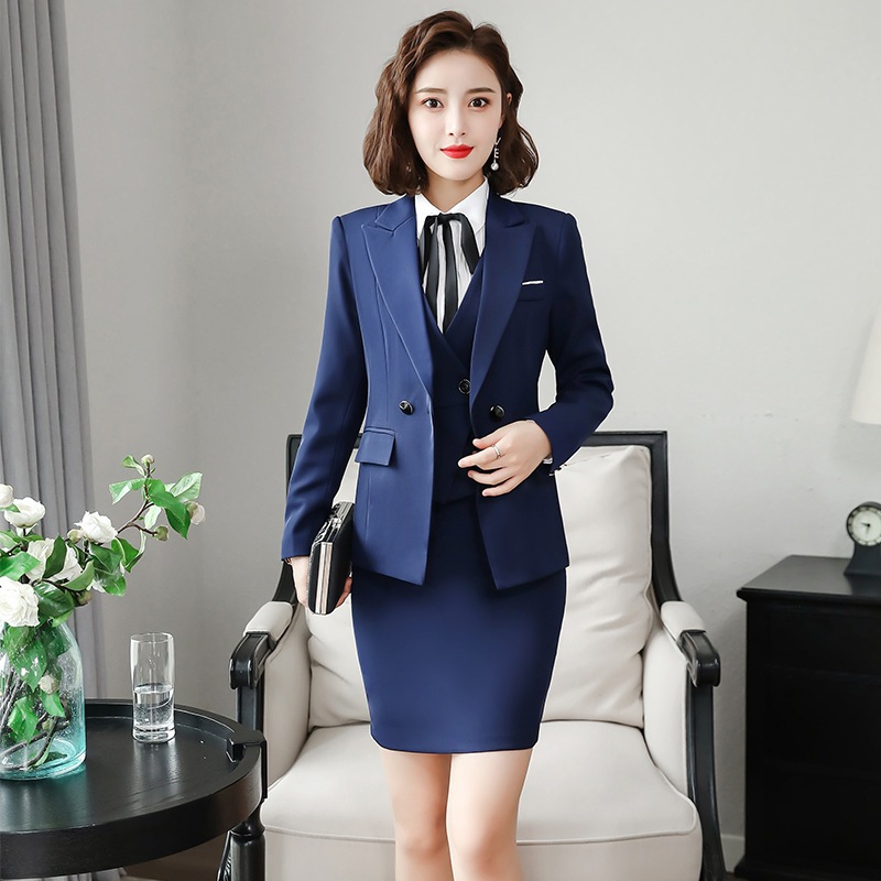 Đồng Phục Chân Váy Nữ Chuyên Nghiệp Và Trang Trọng UNF072V Xanh